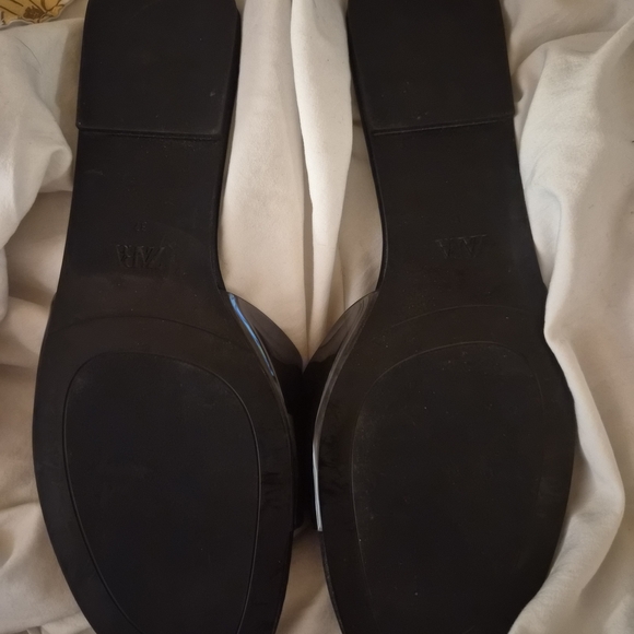 ZARA Black Bow Slide Flats – Rhinestone Bow – Size 37 - Picture 2 of 6